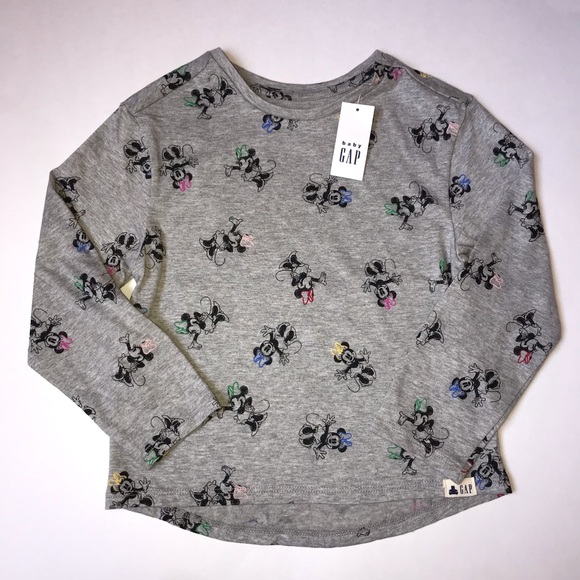 NWT Organic Cotton Gap Disney Minnie Mouse Long Sleeve Shirt Sz 18-24 Months - Picture 1 of 7